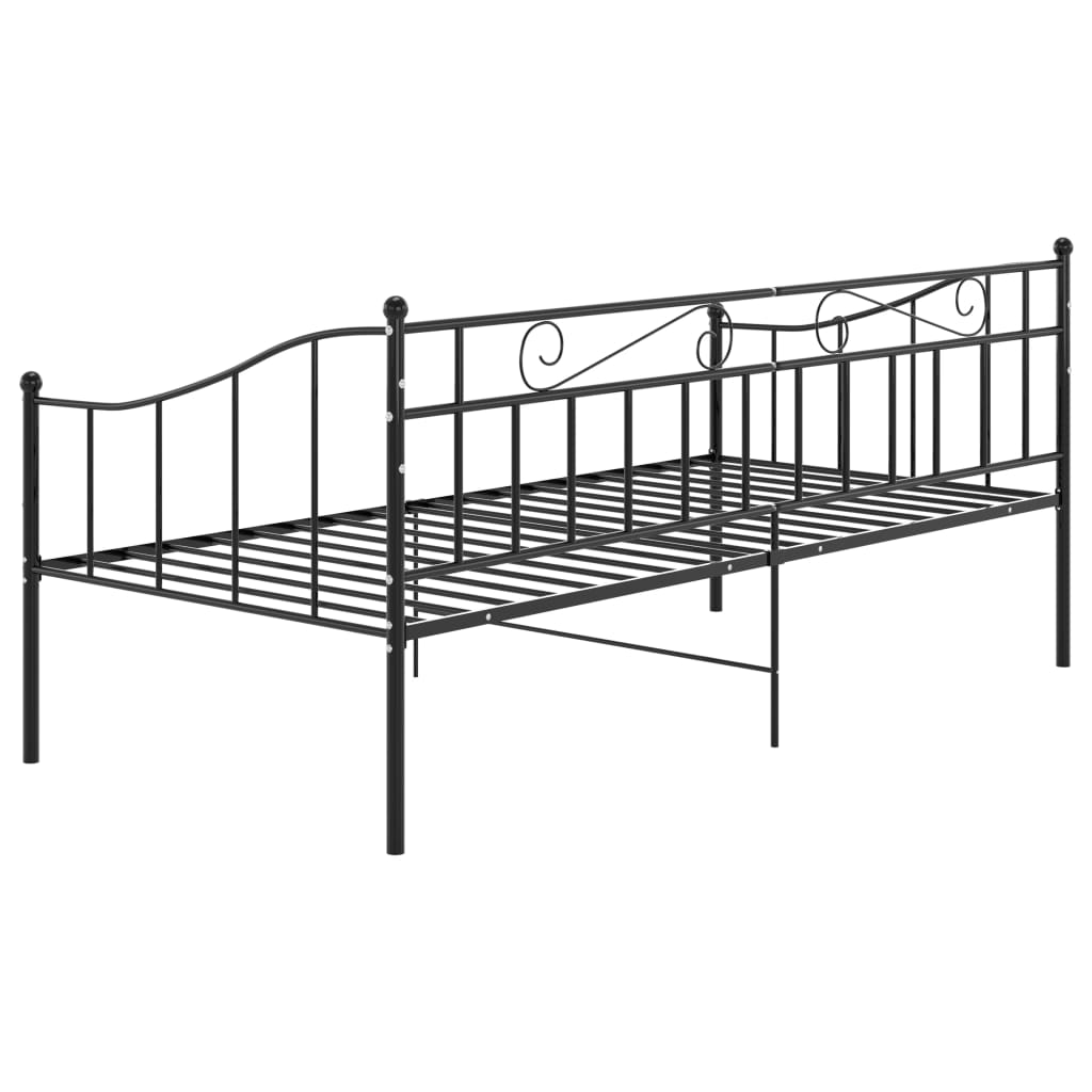 Okvir za krevet na razvlačenje crni metalni 90 x 200 cm