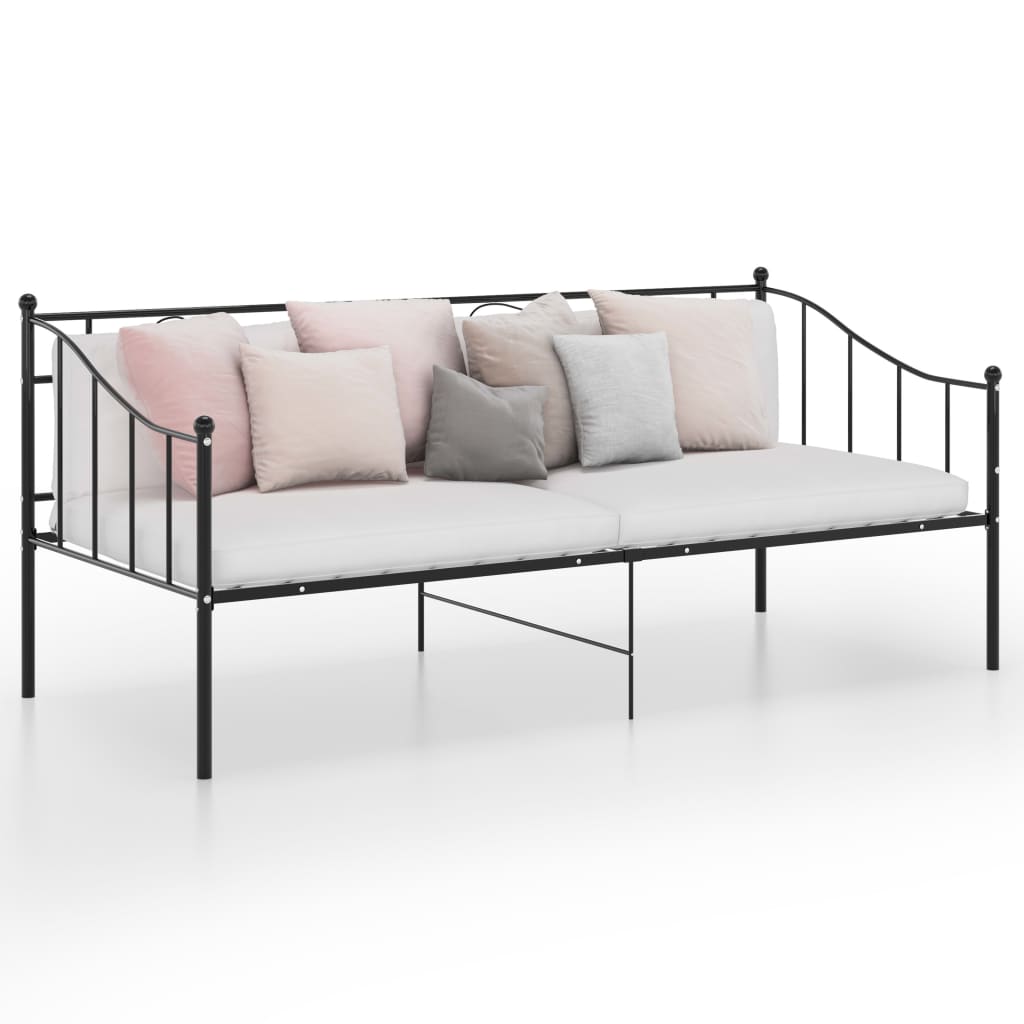 Okvir za krevet na razvlačenje crni metalni 90 x 200 cm