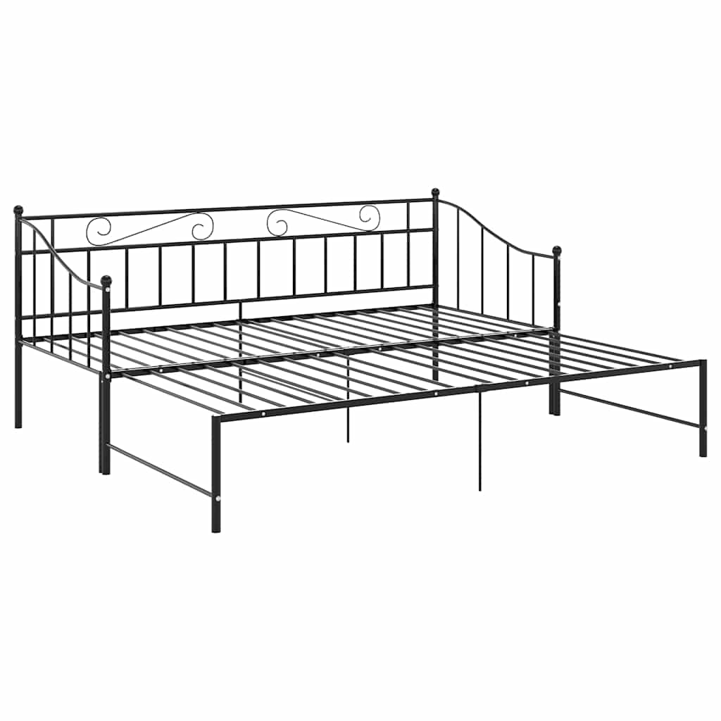 Okvir za krevet na razvlačenje crni metalni 90 x 200 cm
