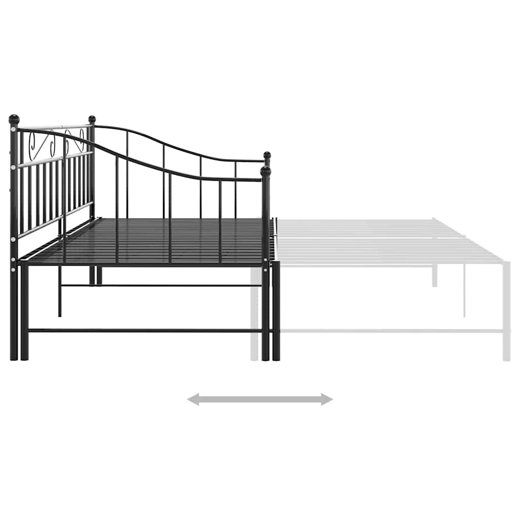 Okvir za krevet na razvlačenje crni metalni 90 x 200 cm