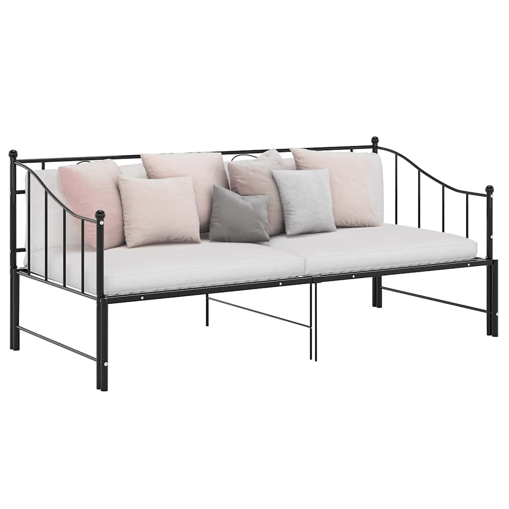 Okvir za krevet na razvlačenje crni metalni 90 x 200 cm