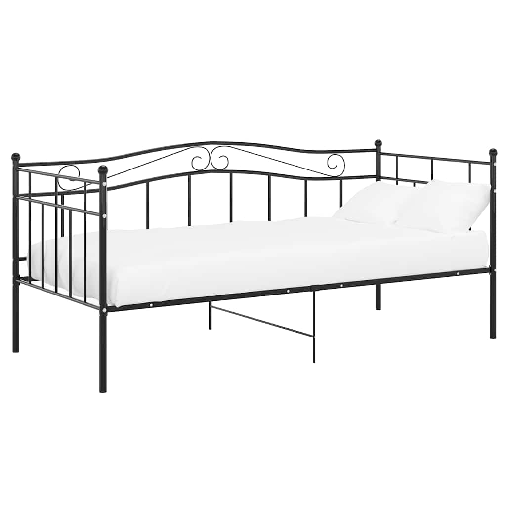 Okvir za krevet na razvlačenje crni metalni 90 x 200 cm