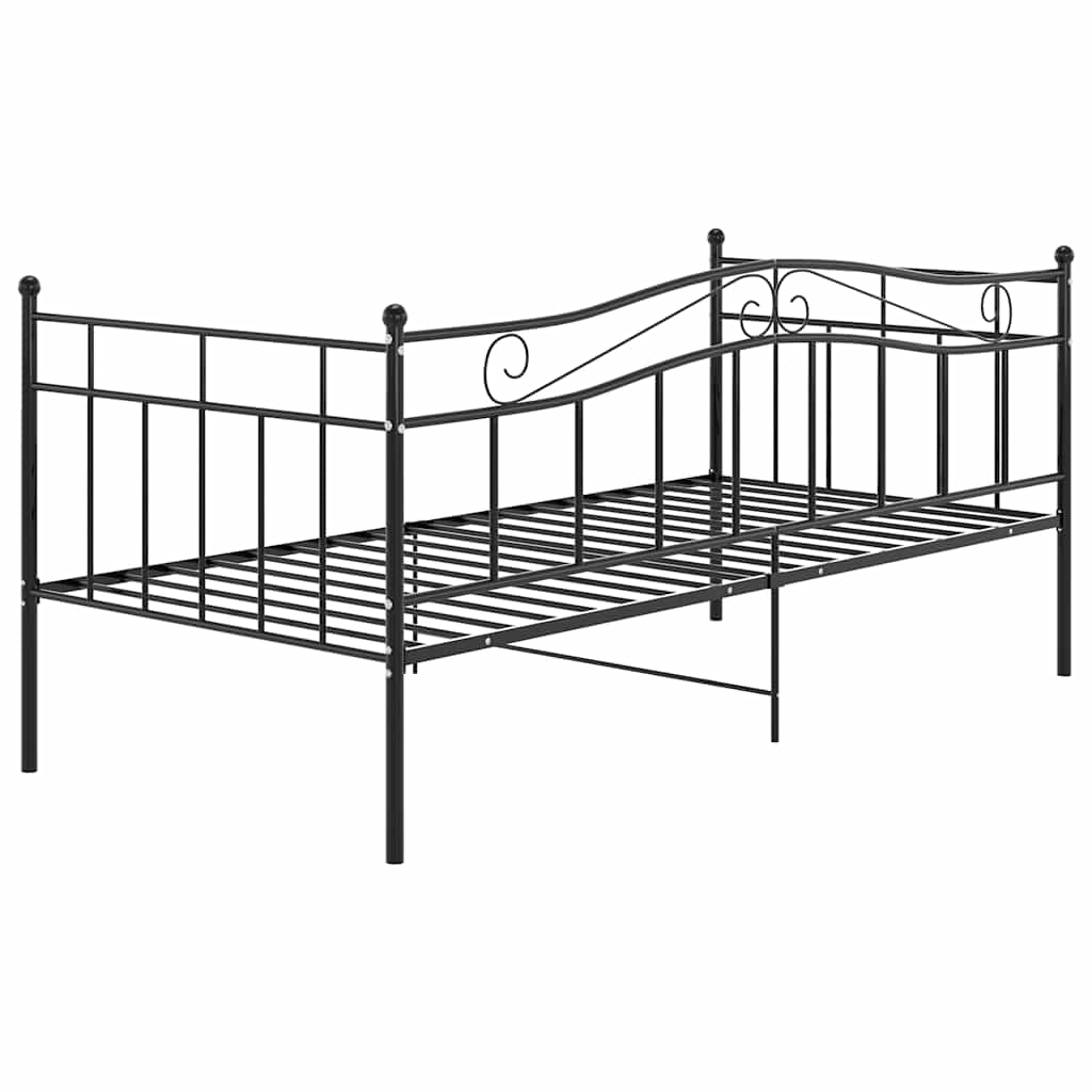 Okvir za krevet na razvlačenje crni metalni 90 x 200 cm