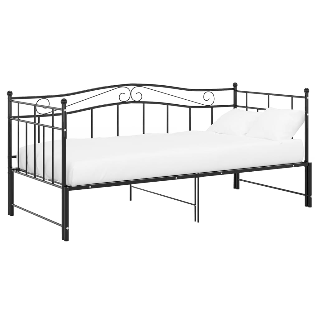 Okvir za krevet na razvlačenje crni metalni 90 x 200 cm