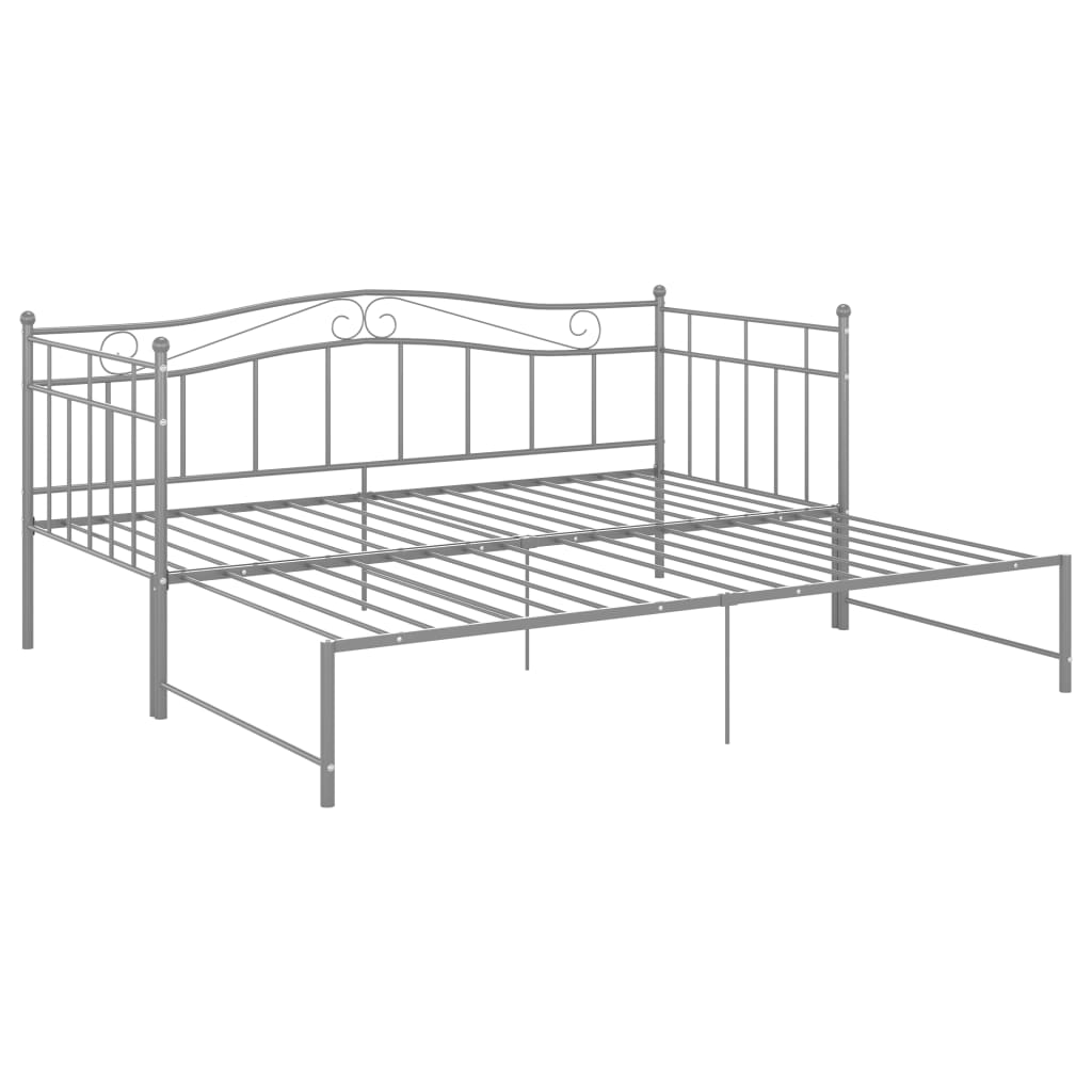 Okvir za krevet na razvlačenje sivi metalni 90 x 200 cm
