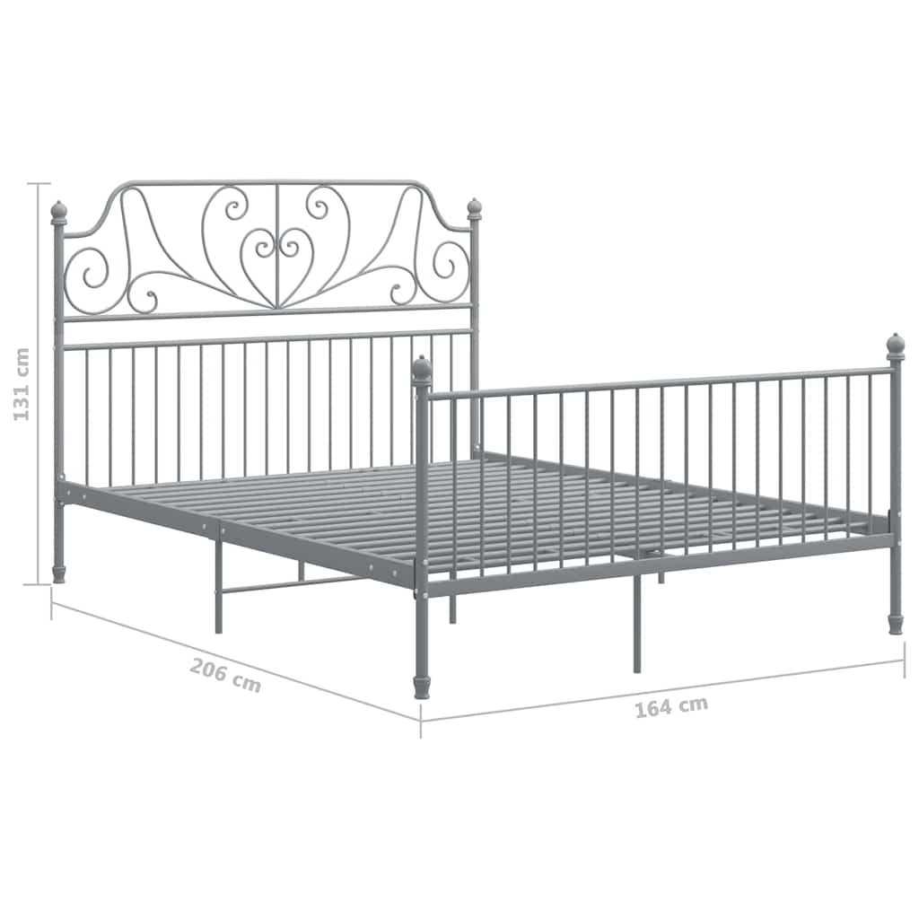 Okvir za krevet sivi metalni 160 x 200 cm