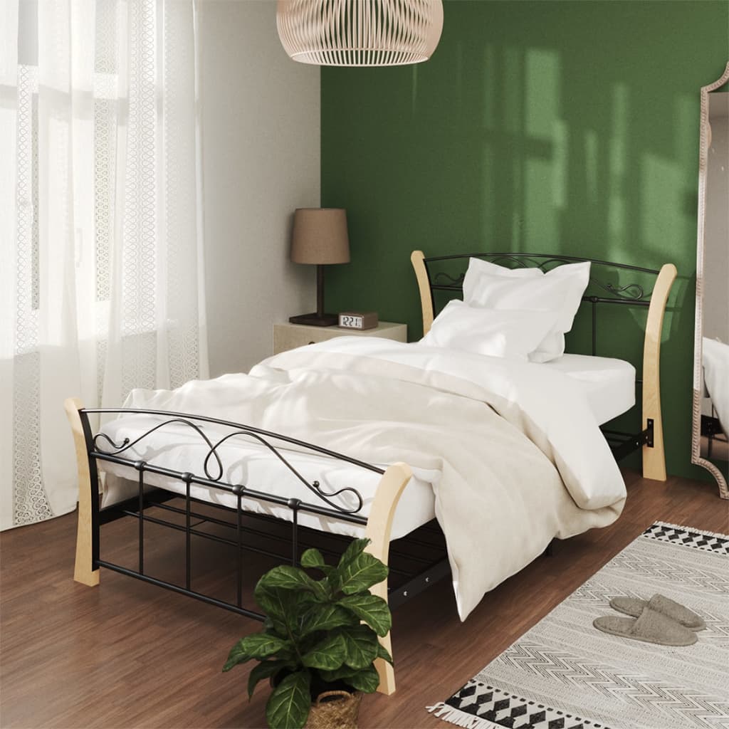Okvir za krevet crni metalni 100 x 200 cm
