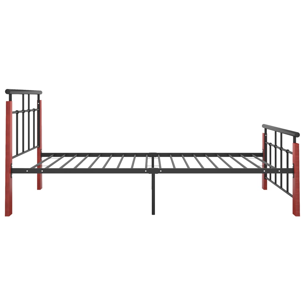 Okvir za krevet od metala i masivne hrastovine 90 x 200 cm