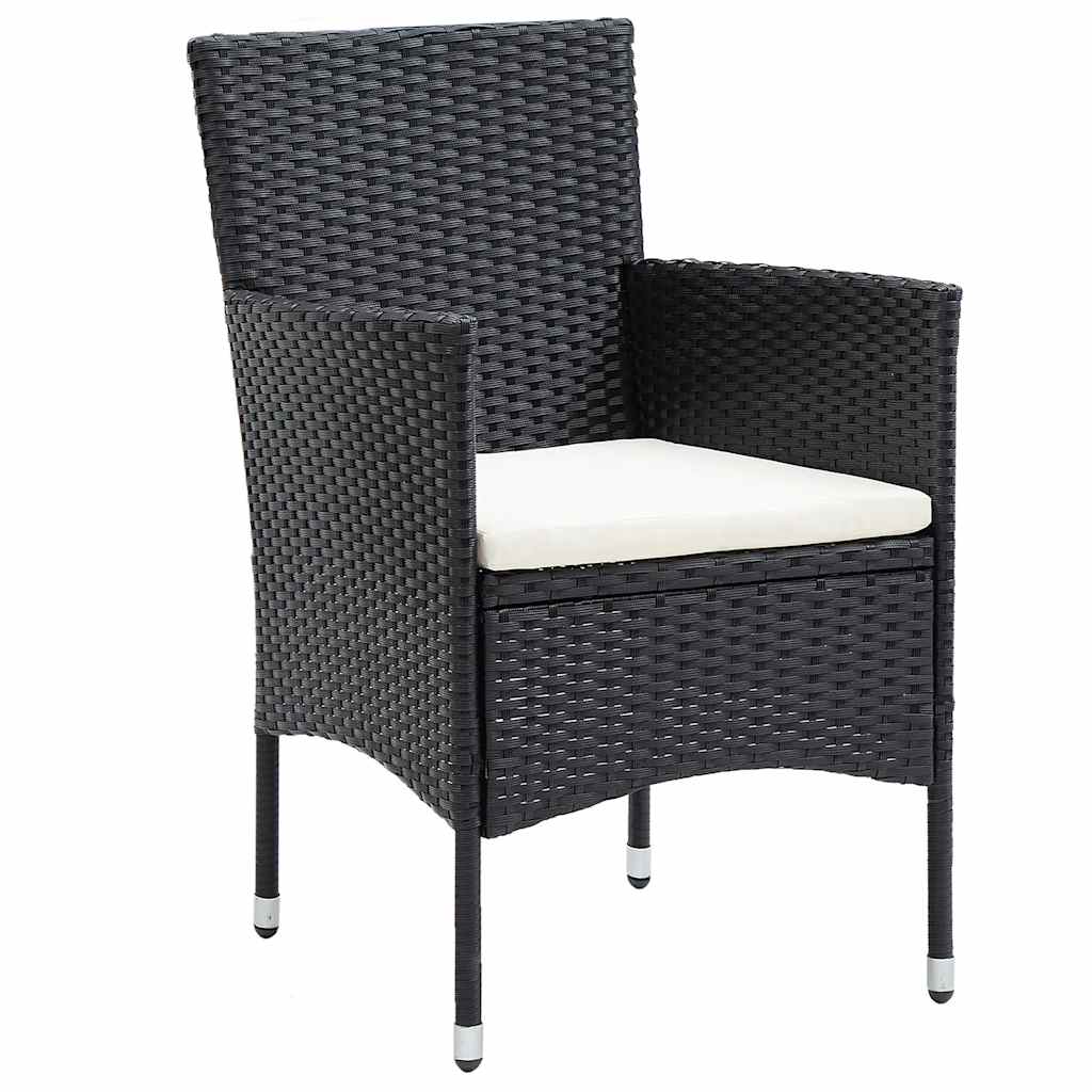 5-dijelni vrtni bistro set od poliratana i kaljenog stakla crni