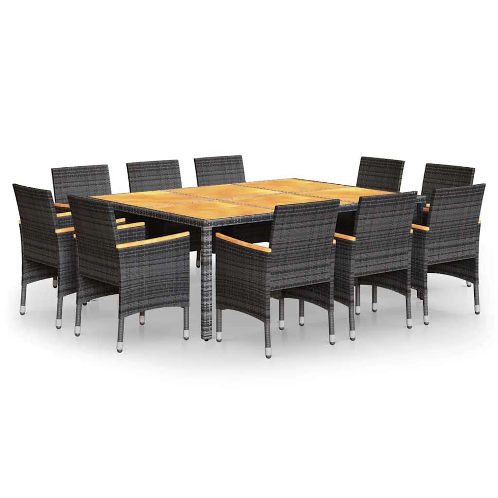 11-dijelni vrtni blagovaonski set od poliratana sivi