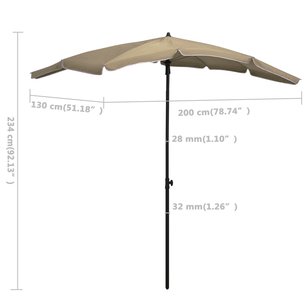 Vrtni suncobran sa stupom 200 x 130 cm smeđesivi