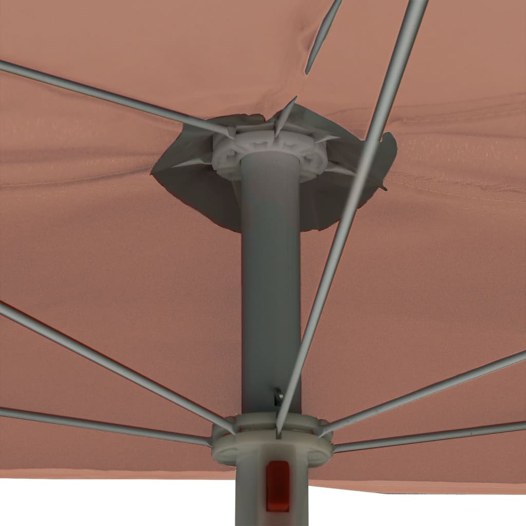Vrtni polukružni suncobran sa stupom 180 x 90 cm terakota