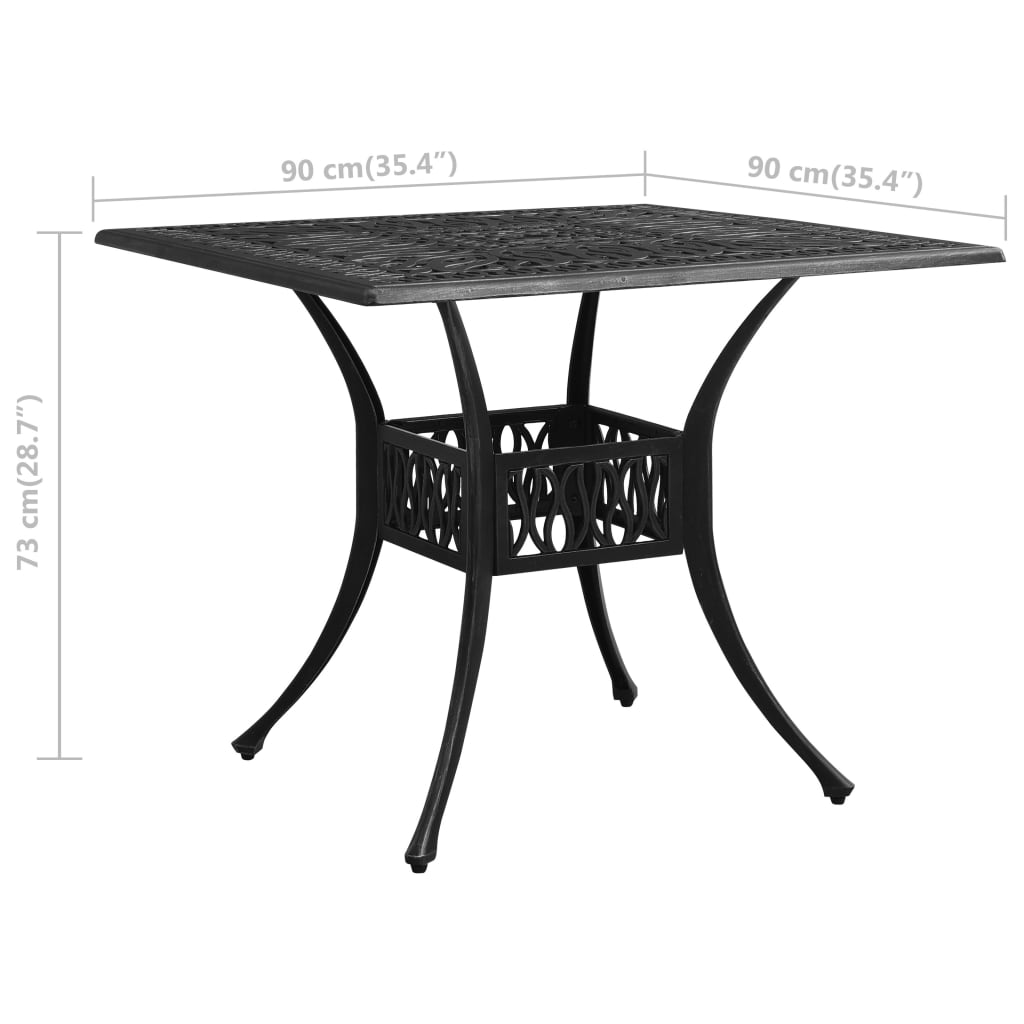 Vrtni stol crni 90 x 90 x 73 cm od lijevanog aluminija