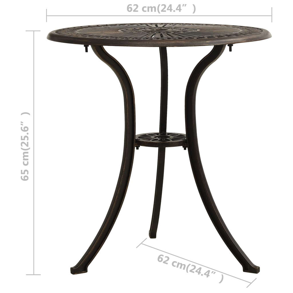 3-dijelni bistro set od lijevanog aluminija brončani