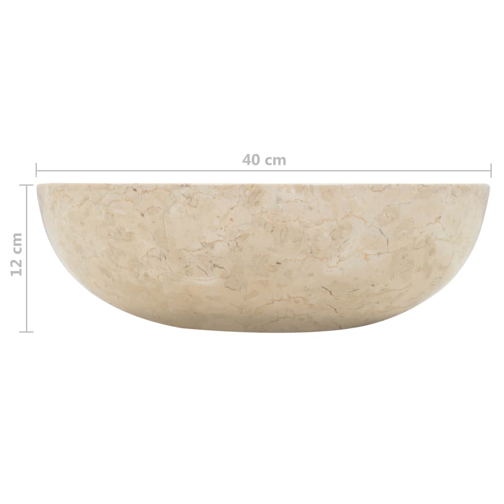 Kupaonski ormarić od tikovine s mramornim krem umivaonikom