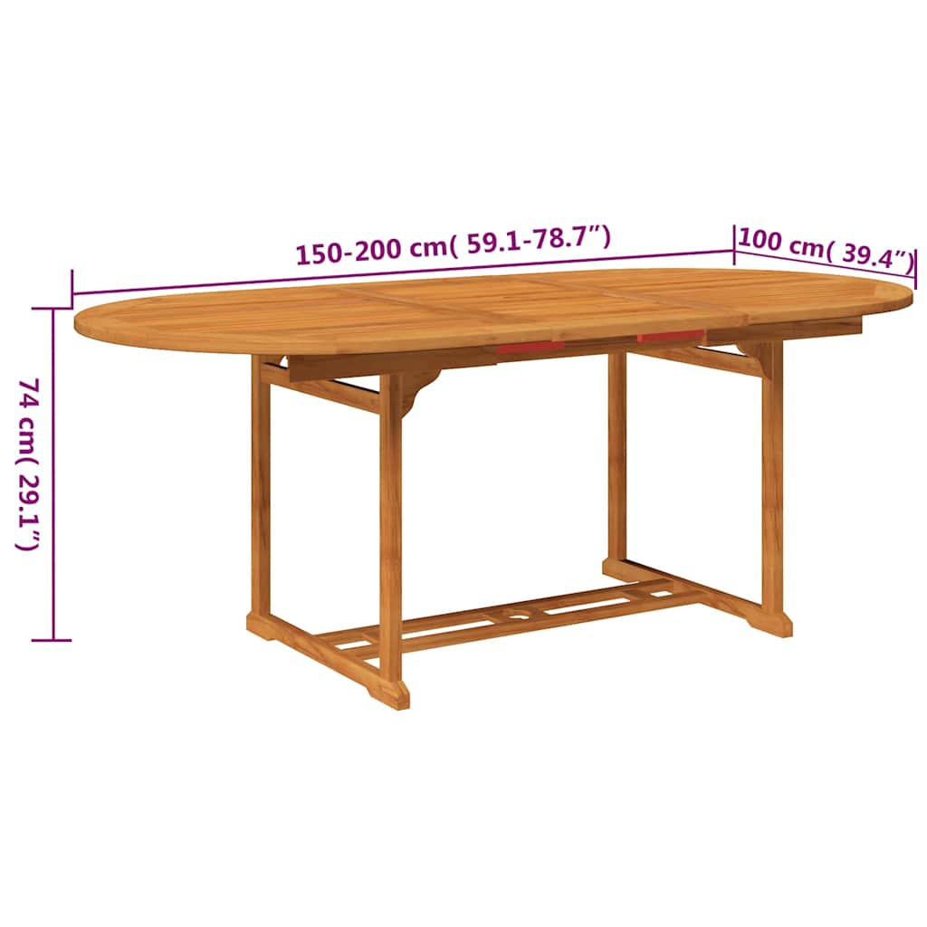 5-dijelni vrtni blagovaonski set od masivnog bagremovog drva 150-200 cm