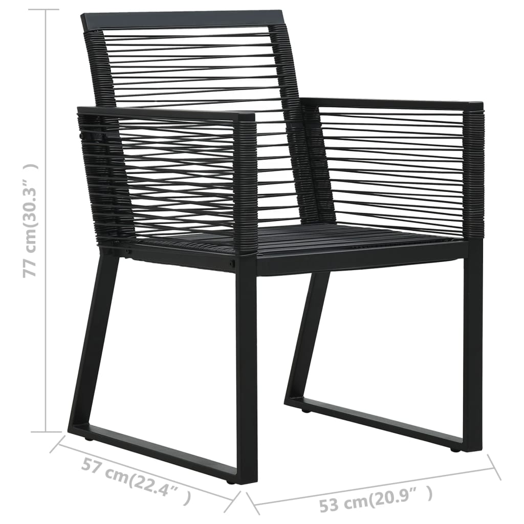 5-dijelni vrtni blagovaonski set od PVC ratana crni