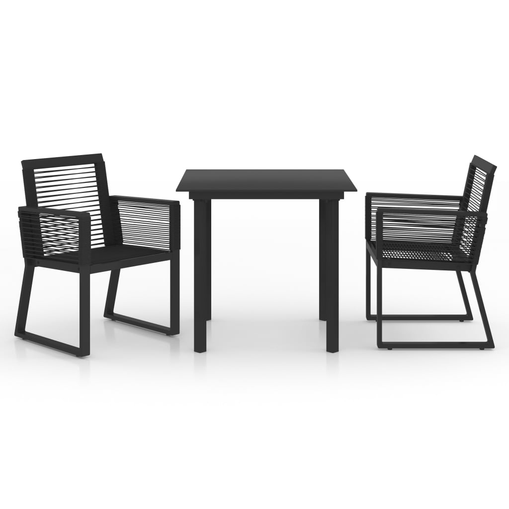 3-dijelni vrtni blagovaonski set od PVC ratana crni
