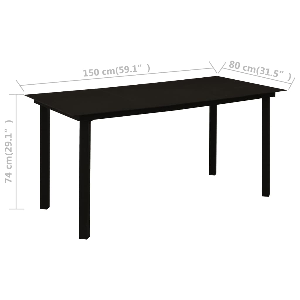 5-dijelni vrtni blagovaonski set od PVC ratana crni
