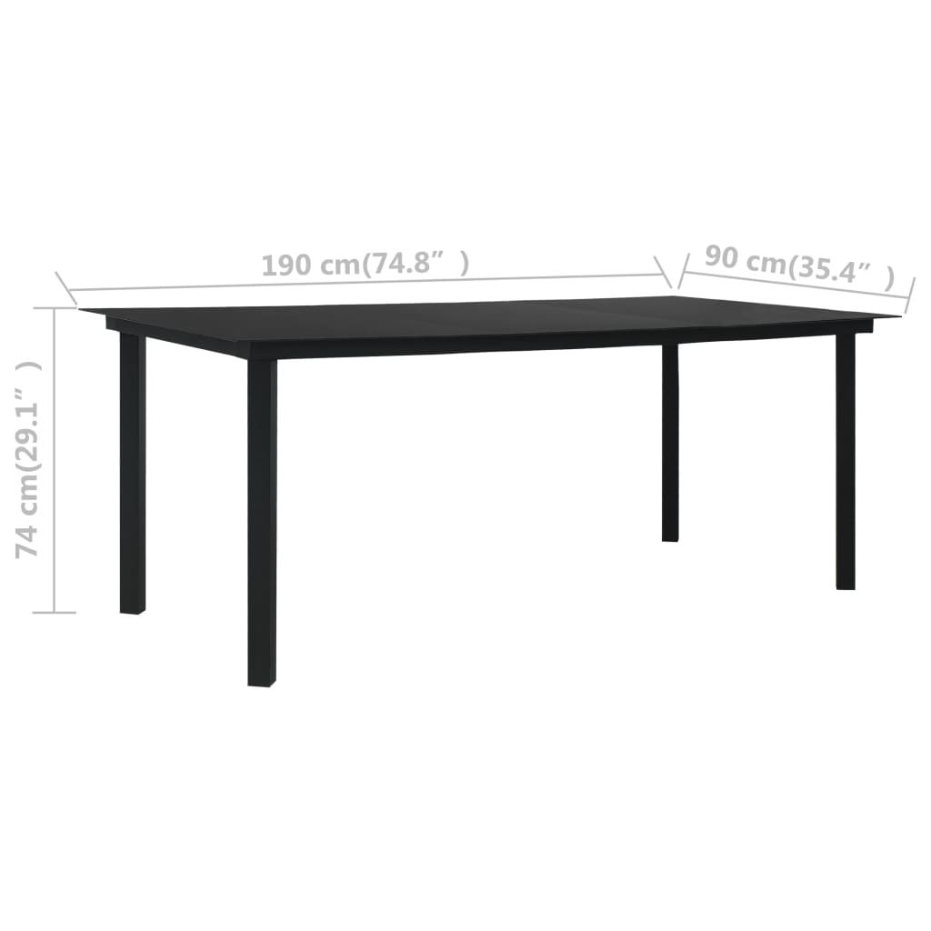 9-dijelni vrtni blagovaonski set od PVC ratana crni