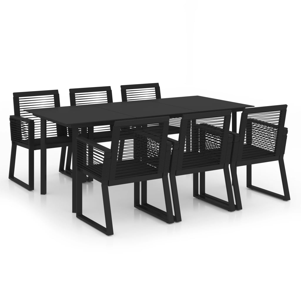 7-dijelni vrtni blagovaonski set od PVC ratana crni
