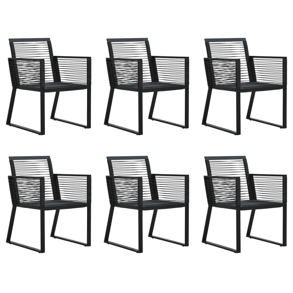 7-dijelni vrtni blagovaonski set od PVC ratana crni