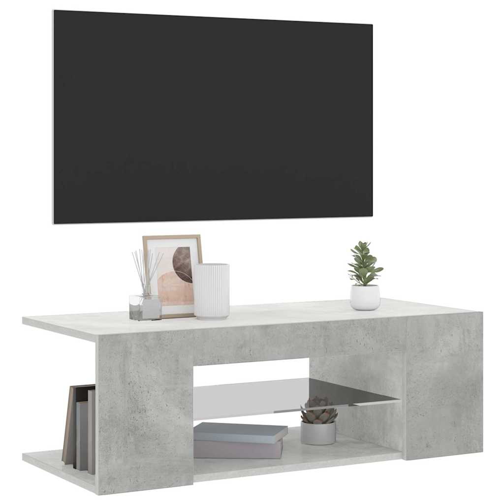 TV ormarić s LED svjetlima siva boja betona 90 x 39 x 30 cm