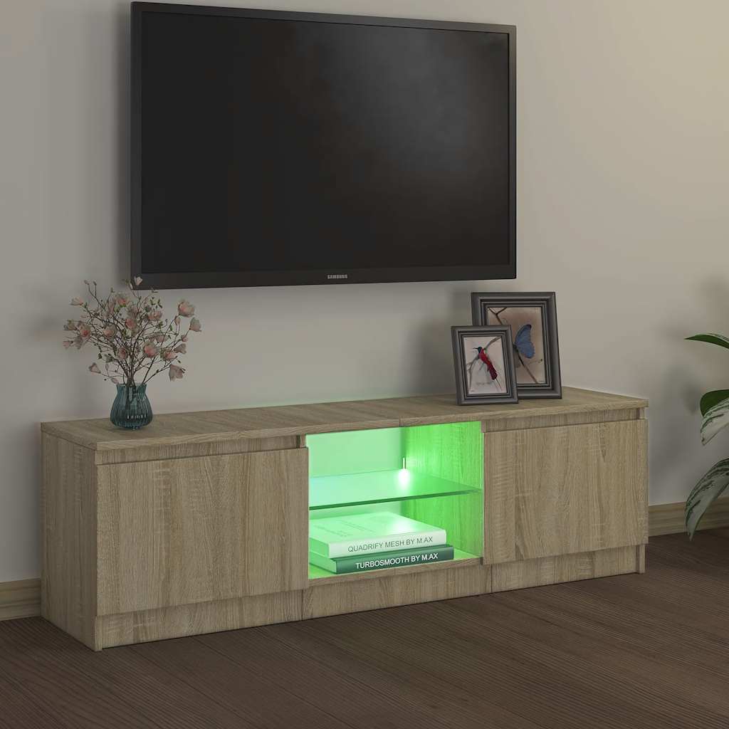 TV ormarić s LED svjetlima boja hrasta sonome 120x30x36 cm