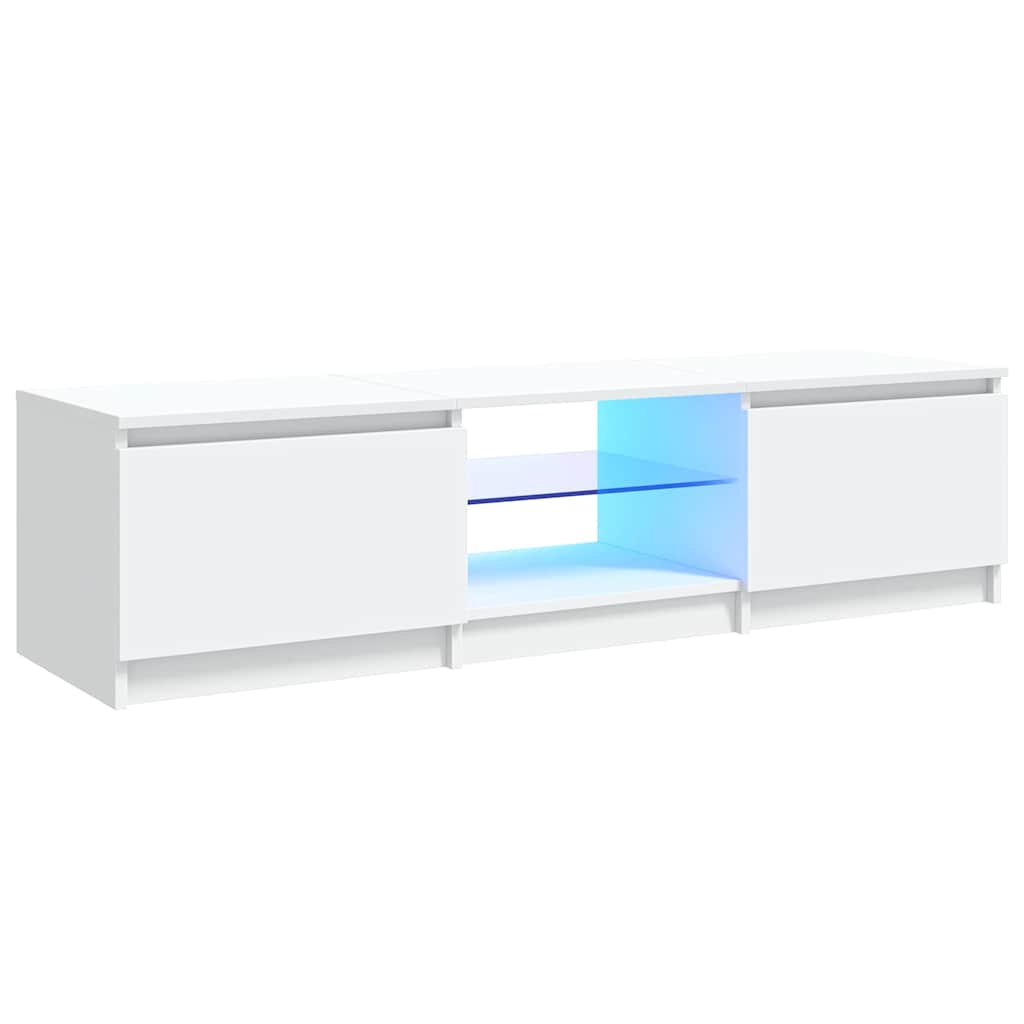 TV ormarić s LED svjetlima bijeli 140 x 40 x 36 cm