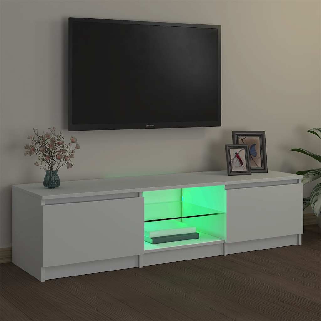 TV ormarić s LED svjetlima bijeli 140 x 40 x 36 cm