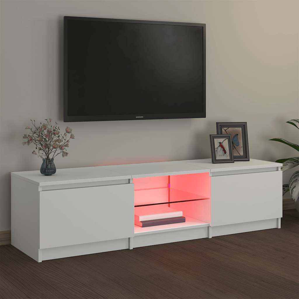 TV ormarić s LED svjetlima bijeli 140 x 40 x 36 cm