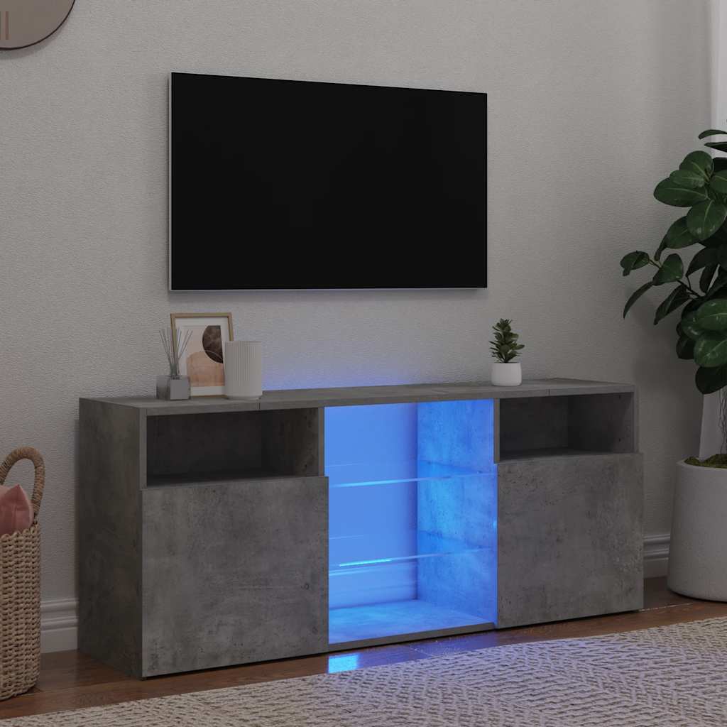 TV ormarić s LED svjetlima siva boja betona 120 x 30 x 50 cm