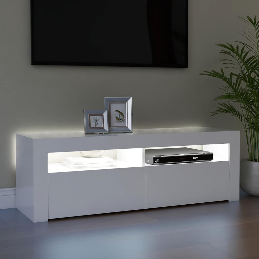TV ormarić s LED svjetlima bijeli 120 x 35 x 40 cm