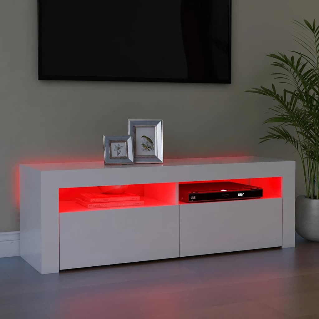 TV ormarić s LED svjetlima bijeli 120 x 35 x 40 cm