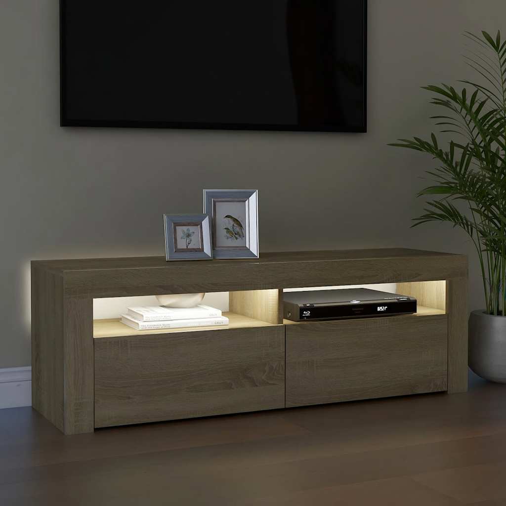 TV ormarić s LED svjetlima boja hrasta sonome 120 x 35 x 40 cm