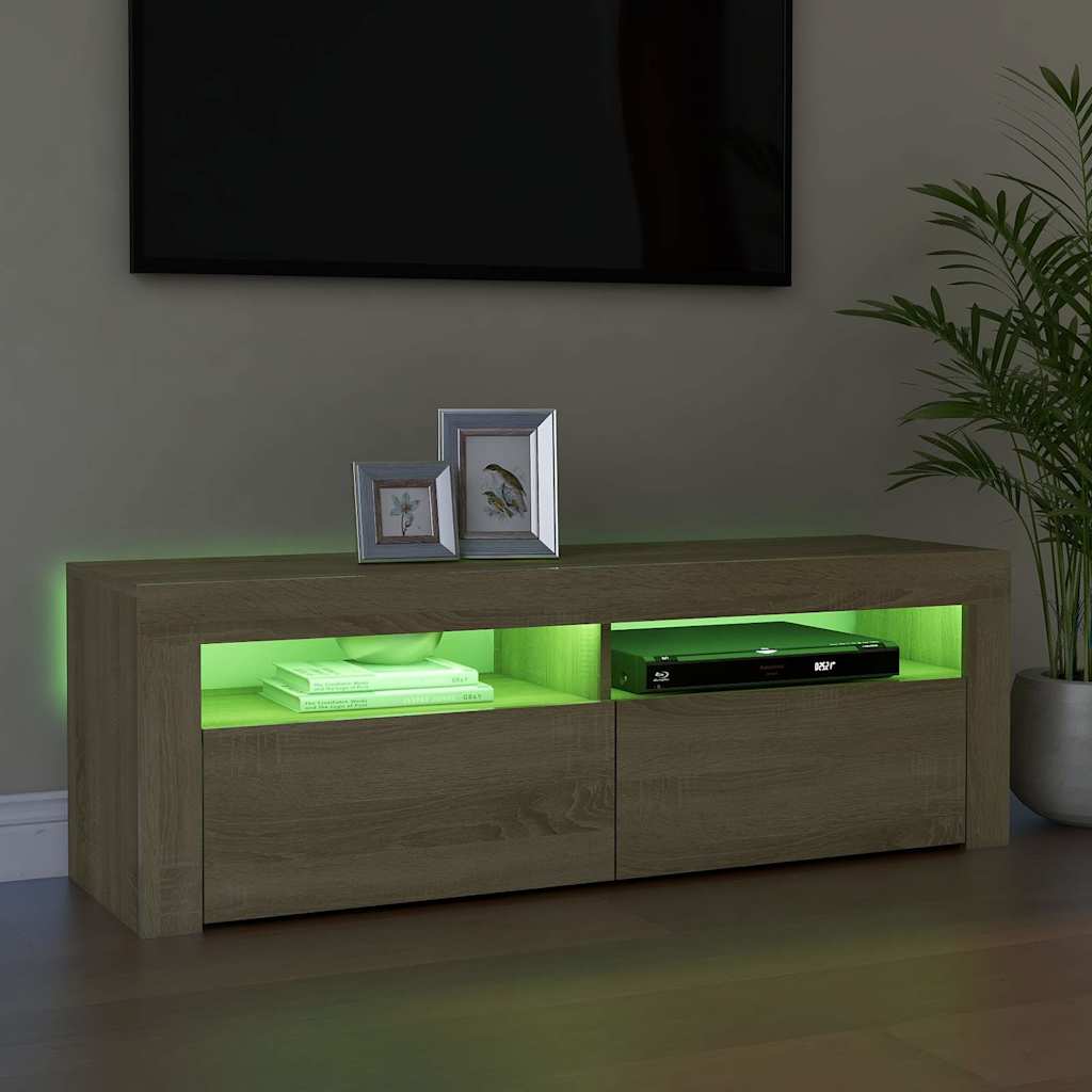 TV ormarić s LED svjetlima boja hrasta sonome 120 x 35 x 40 cm