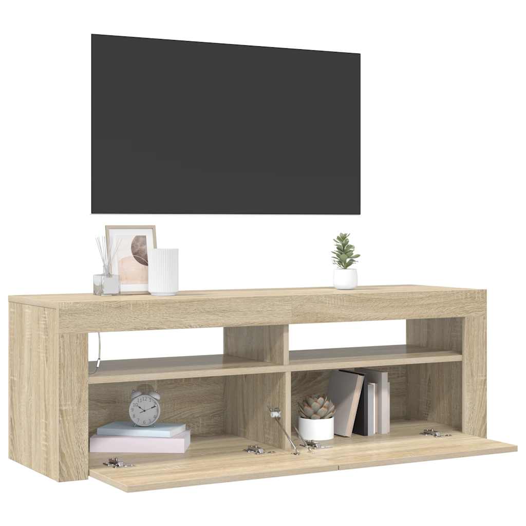 TV ormarić s LED svjetlima boja hrasta sonome 120 x 35 x 40 cm