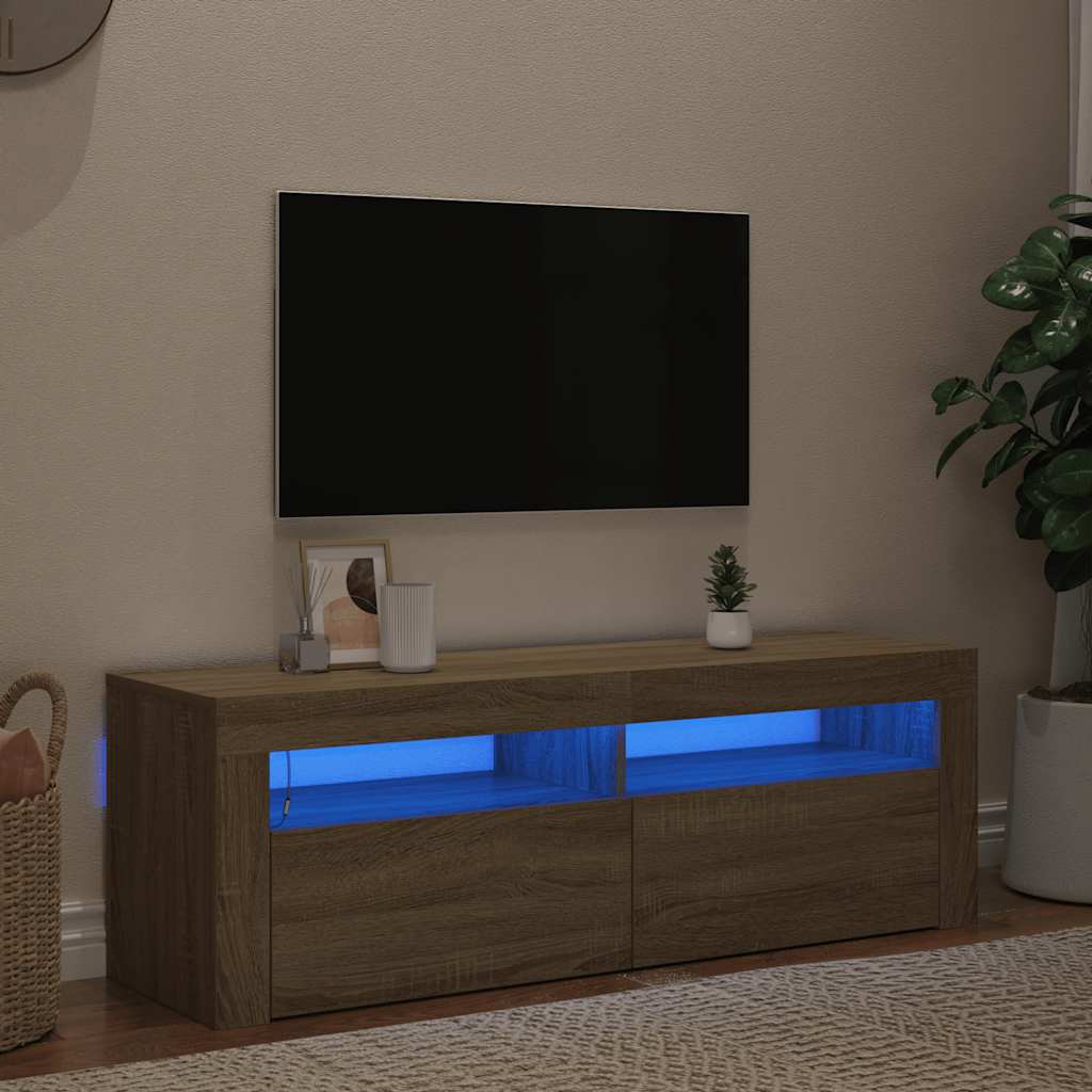 TV ormarić s LED svjetlima boja hrasta sonome 120 x 35 x 40 cm