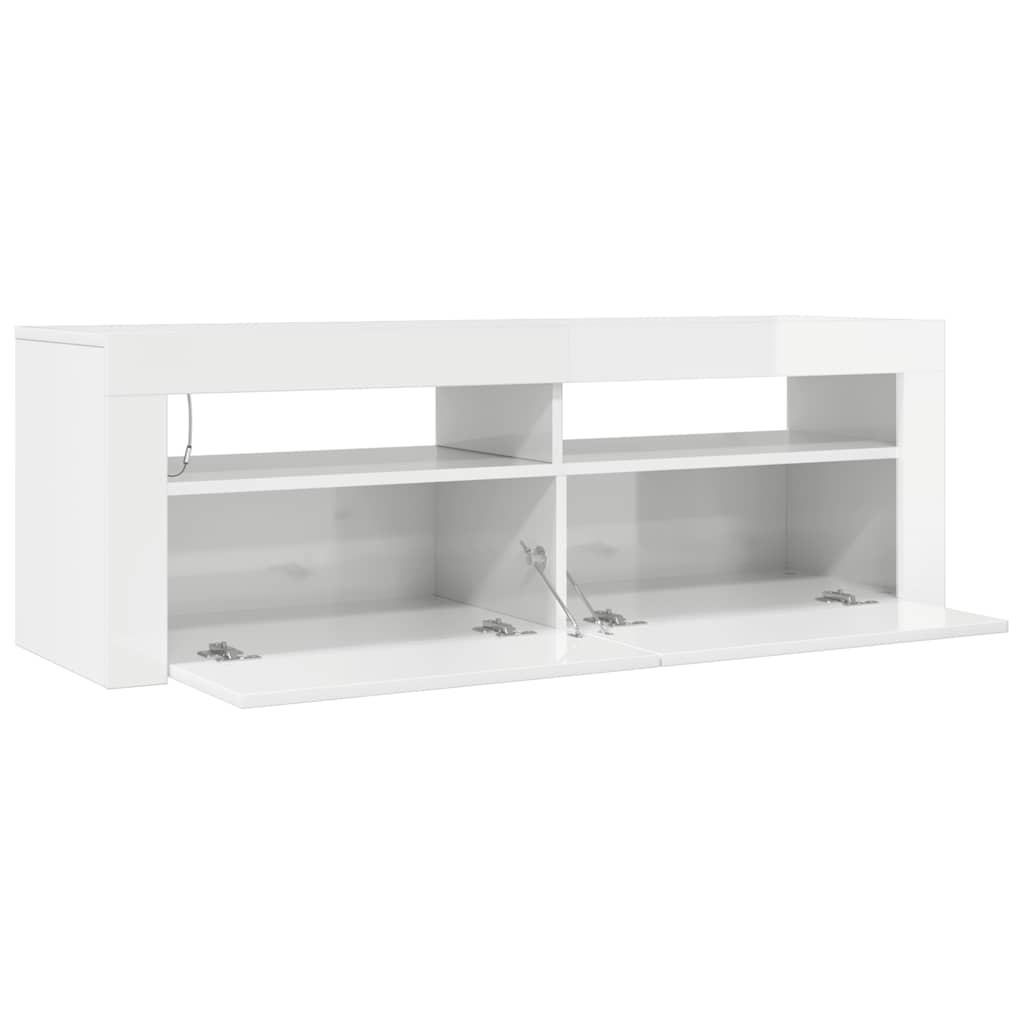 TV ormarić s LED svjetlima visoki sjaj bijeli 120 x 35 x 40 cm
