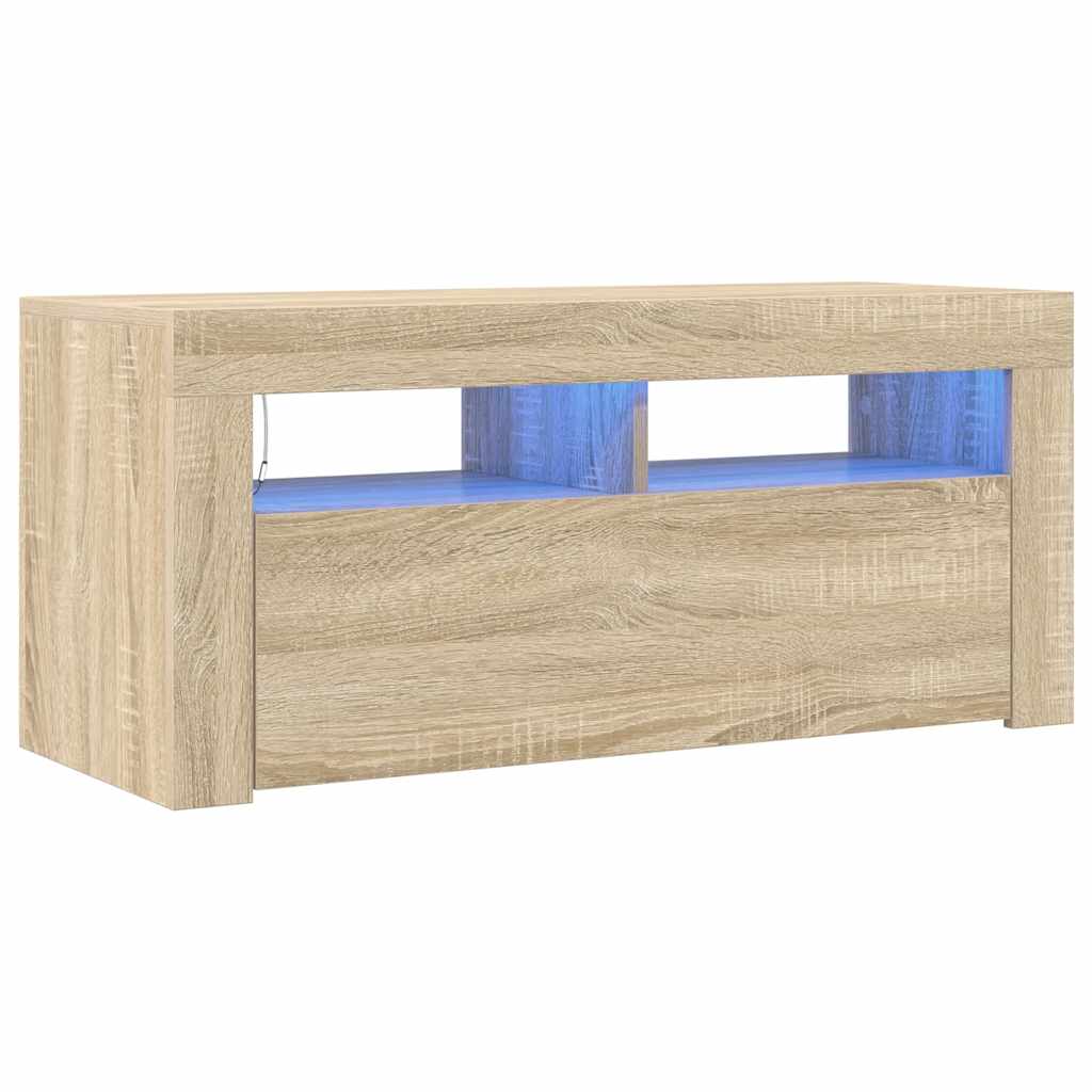 TV ormarić s LED svjetlima boja hrasta sonome 90 x 35 x 40 cm