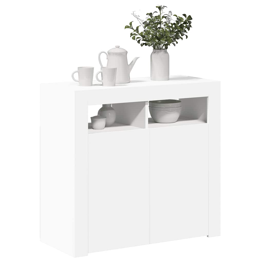 Komoda s LED svjetlima bijela 80 x 35 x 75 cm