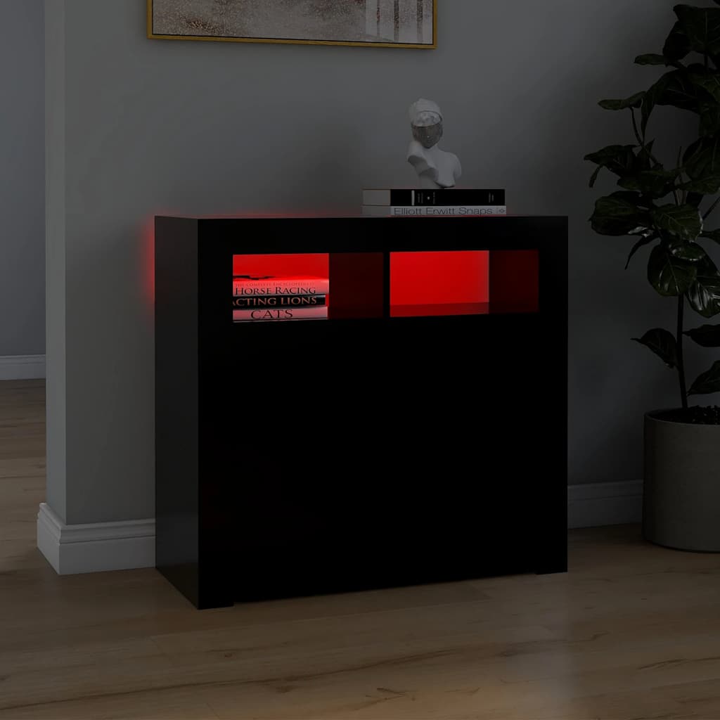 Komoda s LED svjetlima crna 80 x 35 x 75 cm