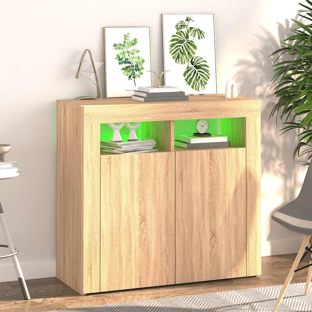Komoda s LED svjetlima boja hrasta sonome 80 x 35 x 75 cm