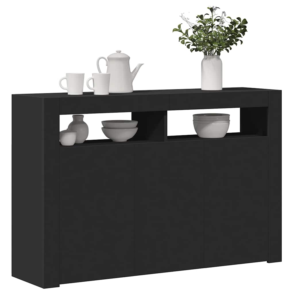 Komoda s LED svjetlima crna 115,5 x 30 x 75 cm