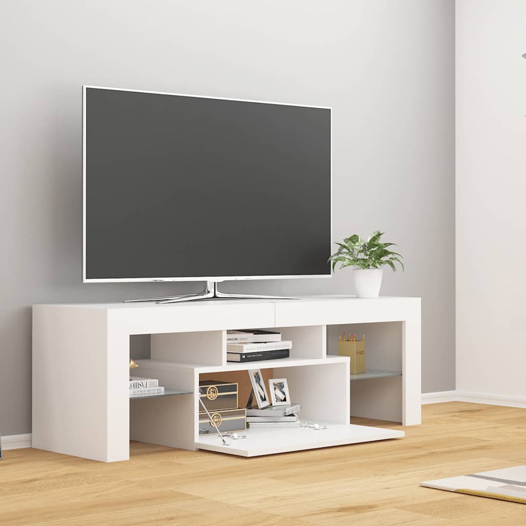 TV ormarić s LED svjetlima bijeli 120 x 35 x 40 cm