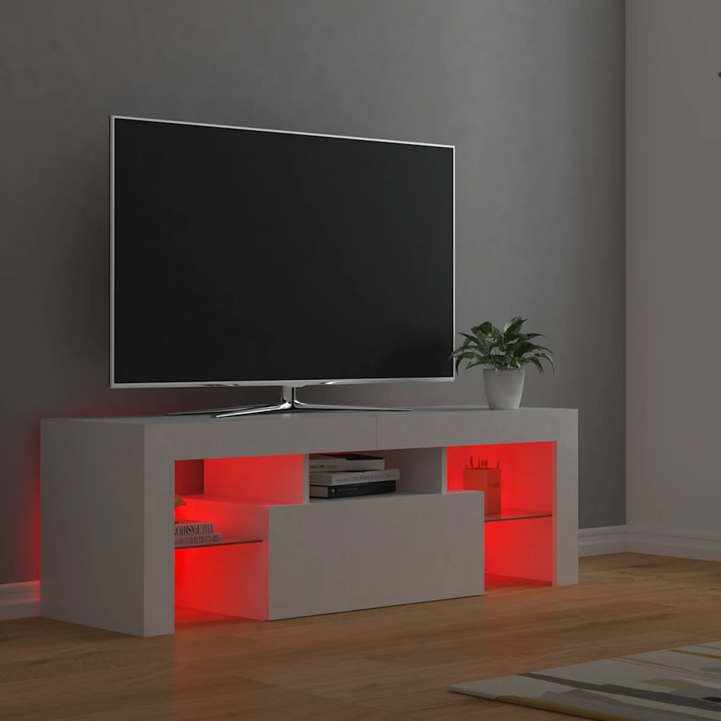 TV ormarić s LED svjetlima bijeli 120 x 35 x 40 cm