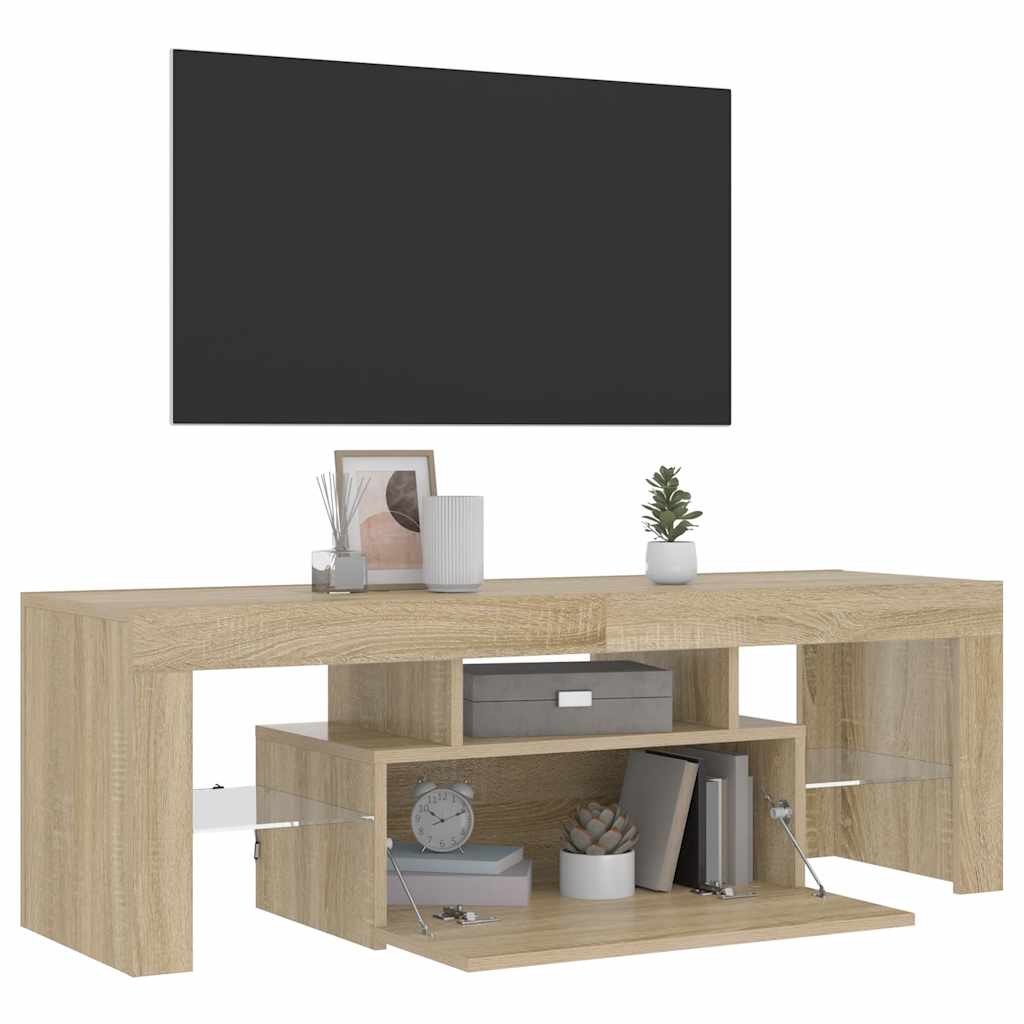 TV ormarić s LED svjetlima boja hrasta sonome 120 x 35 x 40 cm