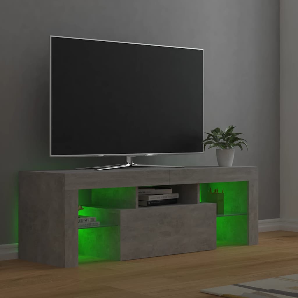 TV ormarić s LED svjetlima siva boja betona 120 x 35 x 40 cm