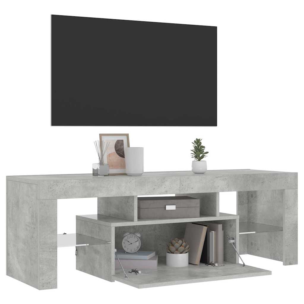 TV ormarić s LED svjetlima siva boja betona 120 x 35 x 40 cm