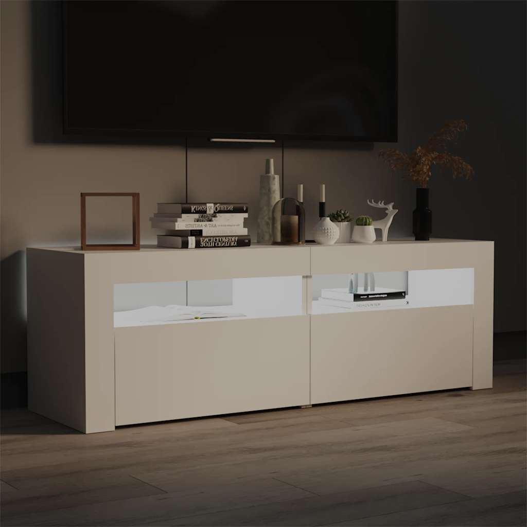 TV ormarić s LED svjetlima bijeli 120 x 35 x 40 cm